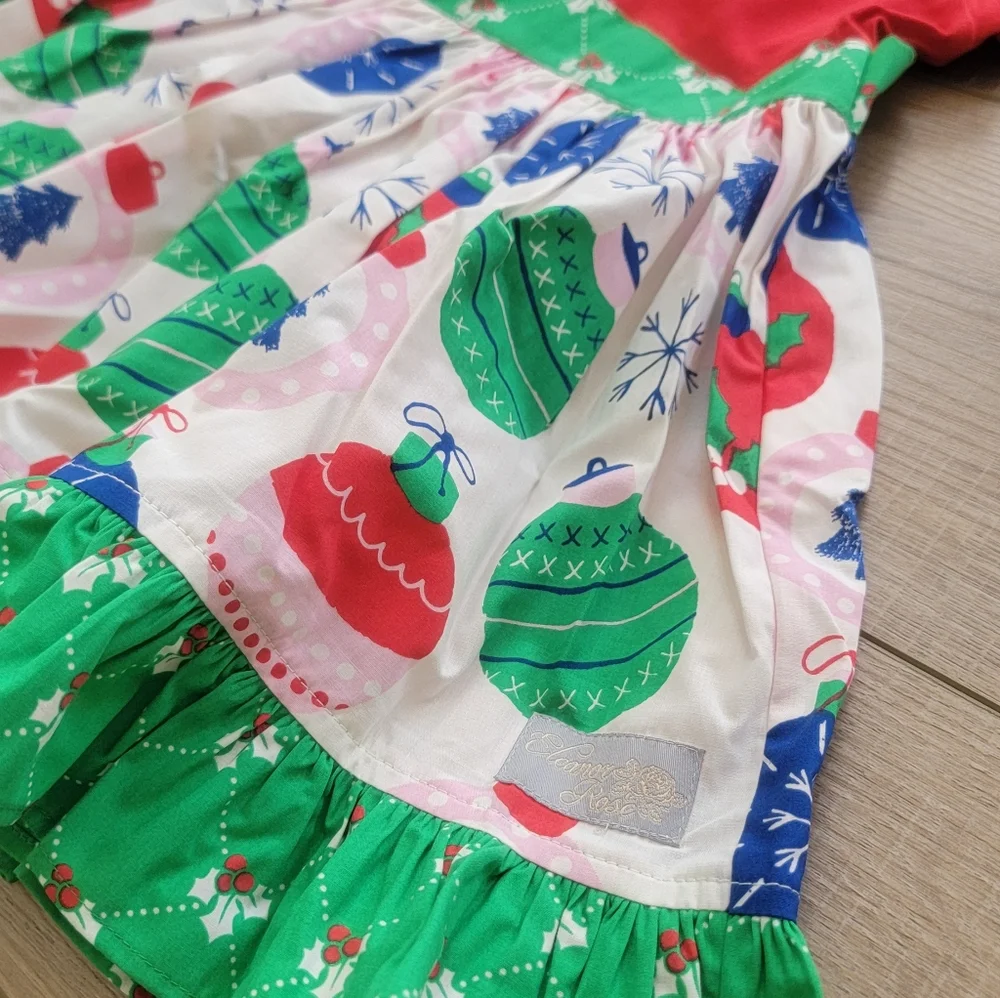 NEW Eleanor Rose Size 5-6 Rhonda Puff Sleeve Girls' Top Deck The Halls Ornament